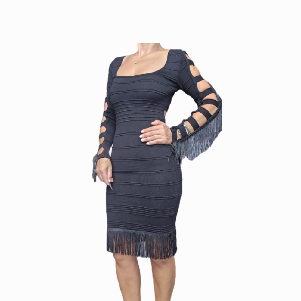 2B Bebe Blue Ribbed Cut Out Bodycon Dress